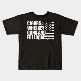 Cigars whiskey guns and freedom Kids T-Shirt